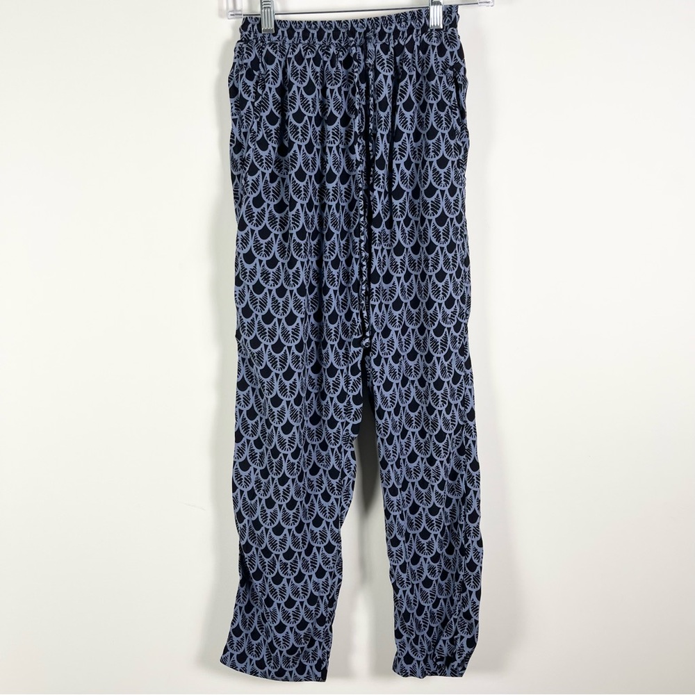 Manaola Women's Navy Blue Patterned Drawstring Pant Size XS Pants ***Flaws***